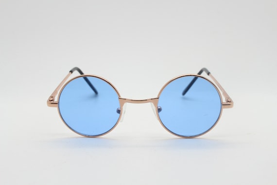 Kids 90s Round Vintage Sunglasses. Rose Gold Metal Frame With Sky Blue Lenses. Childrens. John Lennon. BNWT Etsy Canada