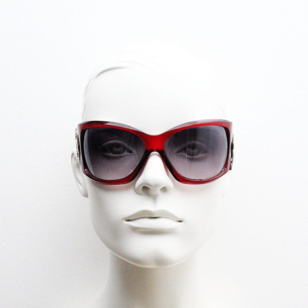 Y2K Vintage Big Shield Sunglasses. Massive Red Bug Eye Wrap  display picture 1