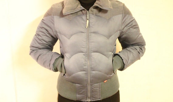 Levis Fitted Feather and Down Bomber Jacket. Women s High Collar Zipper With Ribbed Cuffs and Waist Corduroy Shoulders and Yolked Quilting Etsy Canada