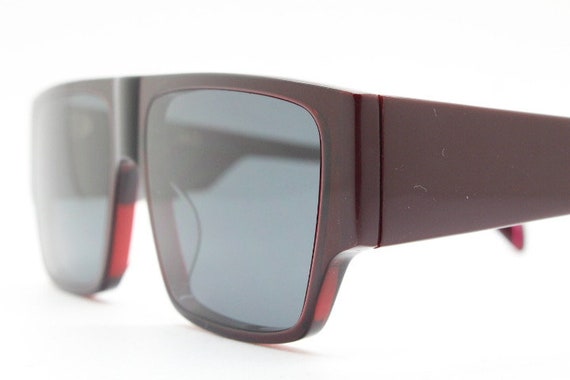 Kaleos Square Flat Top Sunglasses. Deep Burgundy Gloss Acetate Chunky Frame With Fat Arms. New Old Stock Etsy