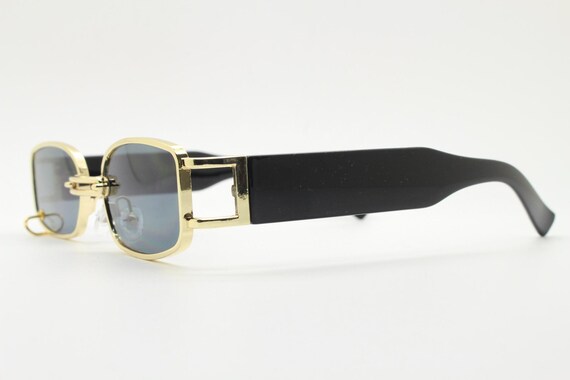 Vintage low profile sunglasses. Rectangular gold … - image 7