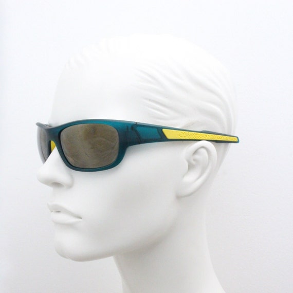 Y2K vintage visor sports shield sunglasses. Green… - image 3