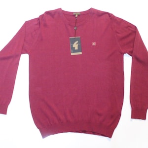 Gabicci vintage cotton knit jumper. Mens red round crew neck sweater. BNWT size M pullover. Unused NOS one off sample