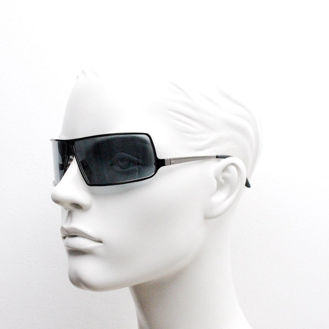 Y2K Vintage Visor Sunglasses. Charismatic 2000's Gunmetal Etsy
