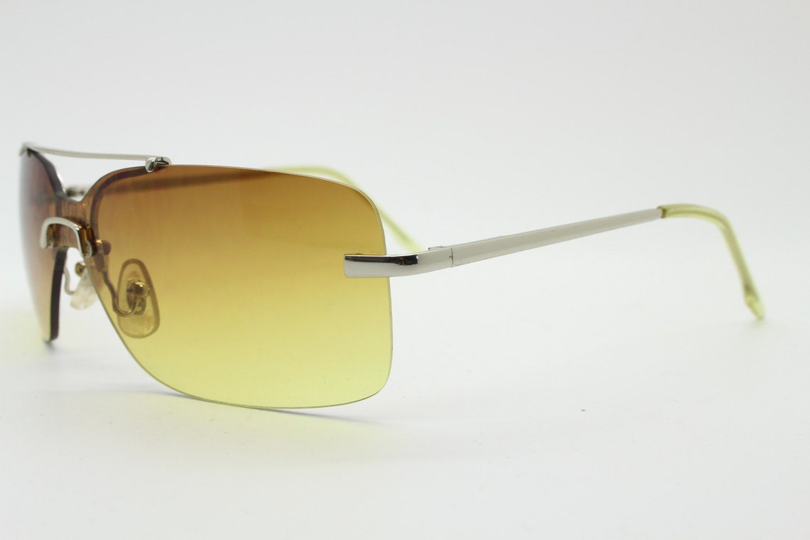 Y2K Vintage Visor Sunglasses. Frameless 2000's Brown Wrap Etsy UK