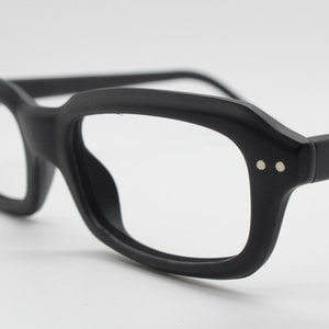 90s vintage black matt glasses. 60s design high quality rectangular optical frames. Prescription eyeglasses. RX Spectacles. BNWT NOS