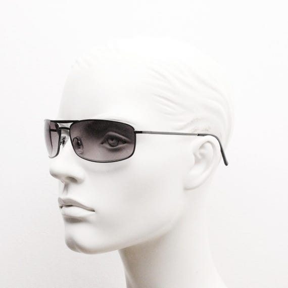 90s vintage rectangular wrap around sunglasses. G… - image 2