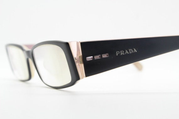 Prada 90s vintage eye glasses. Black acetate sati… - image 1
