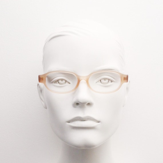 90s vintage 2 tone glasses. Frosted peach cat eye… - image 3