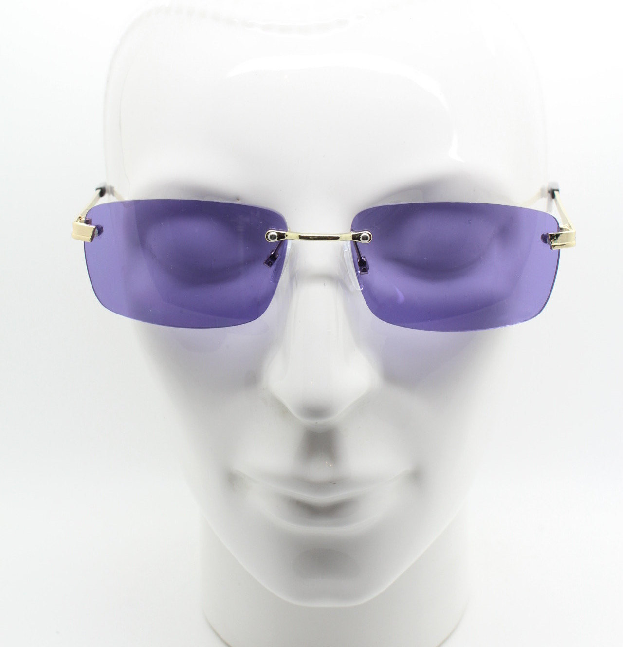 Vintage Y2K Sunglasses NOS 2000s Purple Lens Versace 1246 Butterfly Purple Frame Y2K Vintage Frameless Purple Sunglasses. Rectangular Lenses  main image 3