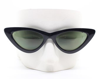 Gafas de sol vintage de los 90 con forma de ojo de gato. Montura negra estilo ojo de gato para mujer, estilo años 50, con lentes verdes. Estilo pin-up rockabilly. BNWT