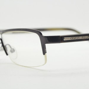 Giorgio Armani rectangular eye glasses model A268 made in Italy. Gunmetal grey half frame with acetate arms. Prescription optical eyeglasses