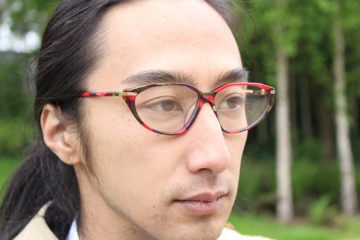 Jil Sander 90s Vintage Cat Eye Glasses Model 242. Red and  display picture 3