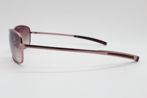 Y2K vintage curved sunglasses. Pink chrome metal … - image 6