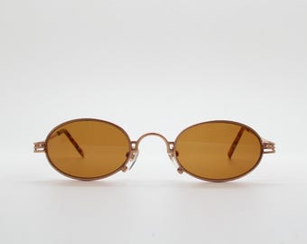 Non Signe Vintage Bronze Metal Oval Sunglasses Authentic Vintage Bronze Metal Frame Oval Sunglasses With  main image 2