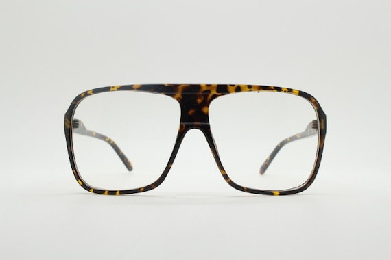 Y2K Vintage Square Aviator Glasses. Tortoise Gloss 70s Design