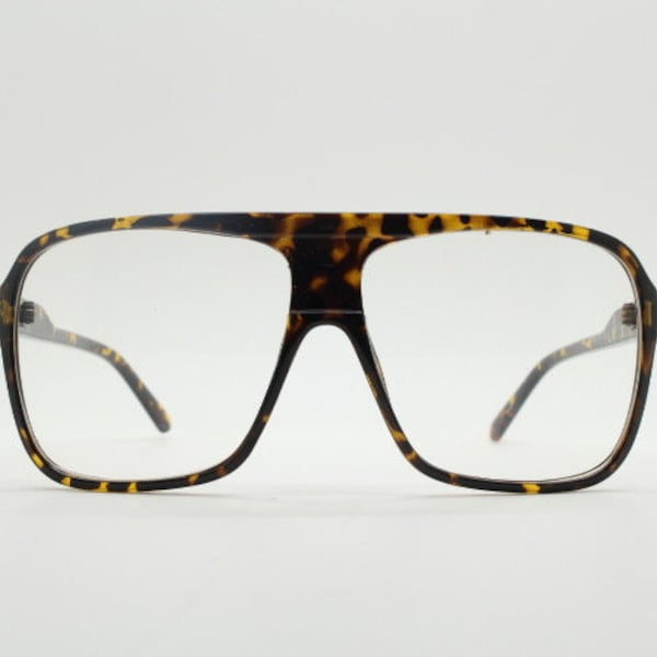 Y2K vintage square aviator glasses. Tortoise gloss 70s design optical frames. Mens classic prescription aviators. RX eyeglasses. Spectacles