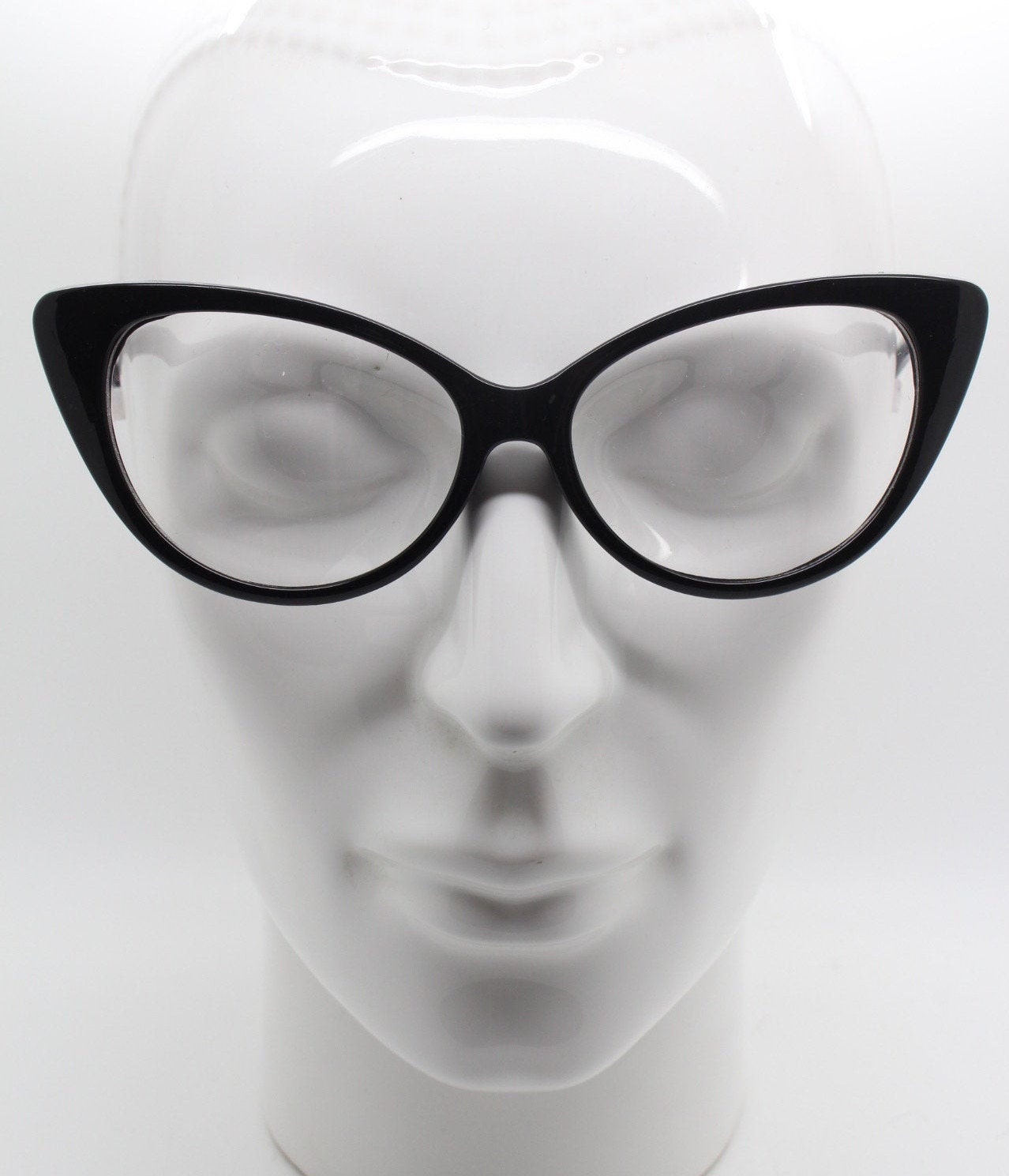 Y2K Vintage Pointed Cat Eye Glasses. Black Clear Lens Optical - Etsy