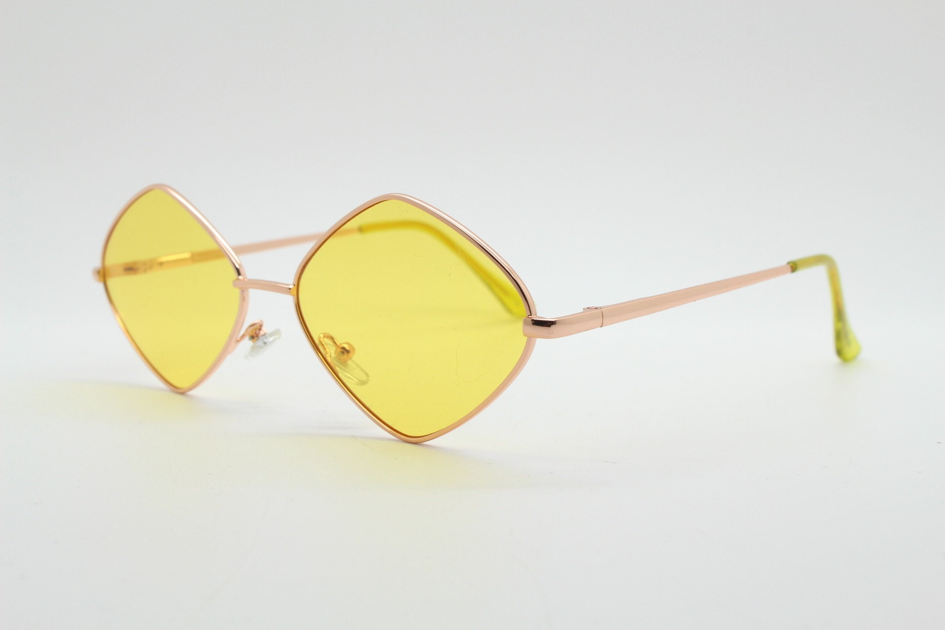 90s Vintage Diamond Sunglasses. Minimal Rose Gold Frame With  display picture 3