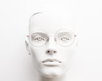 80s vintage round panto metal eye glasses made in Italy. Pink and white optical frame fashion grail. Prescription eyeglasses. RX spectacles