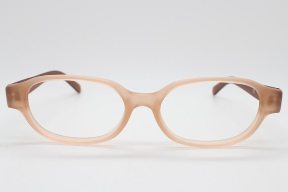 90s vintage 2 tone glasses. Frosted peach cat eye… - image 5