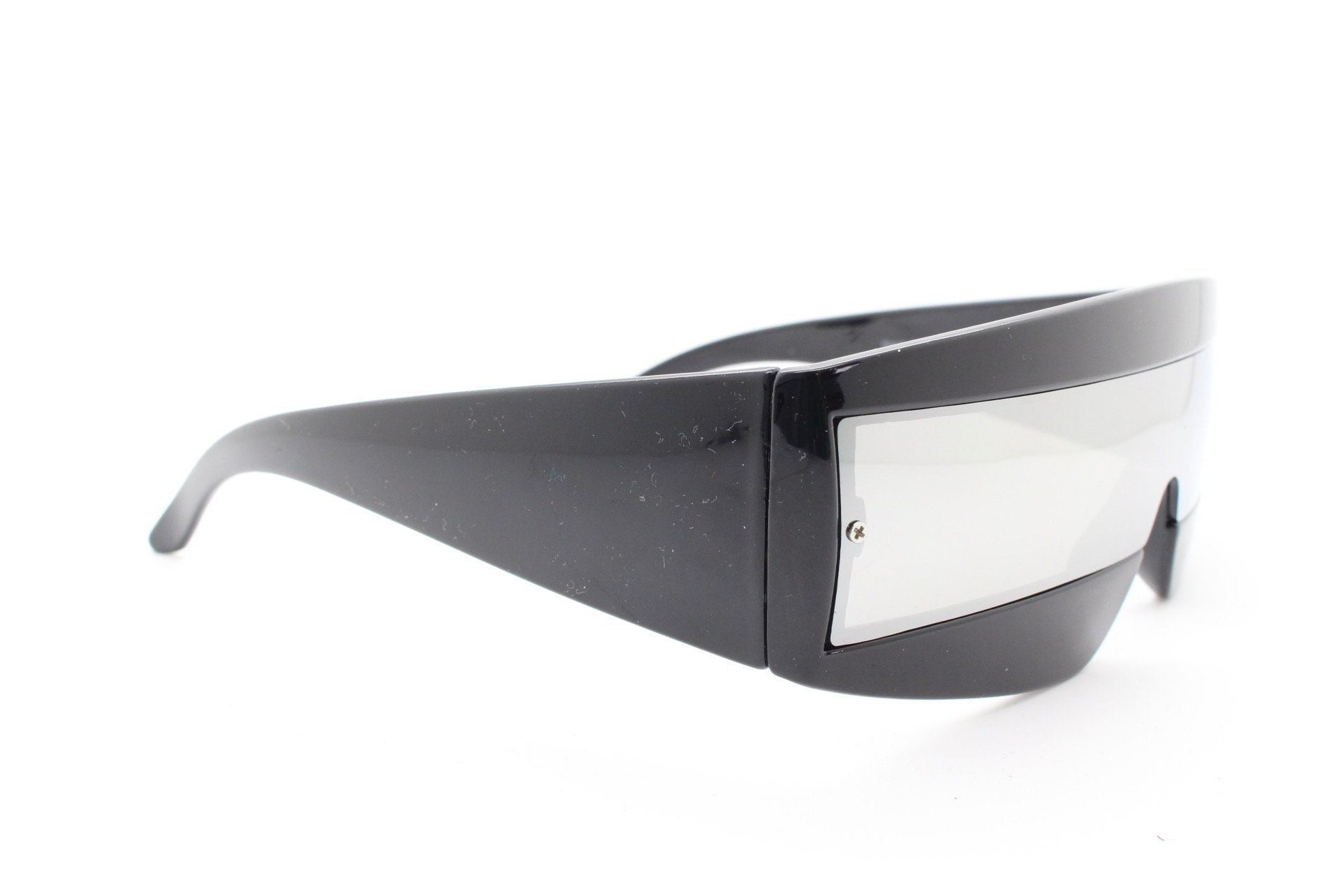 Stylish inspired Monogram Black and Silver Visor Sunglasses VWC Eyewear Pinnacle Frame | Silver Black Woods main image 3