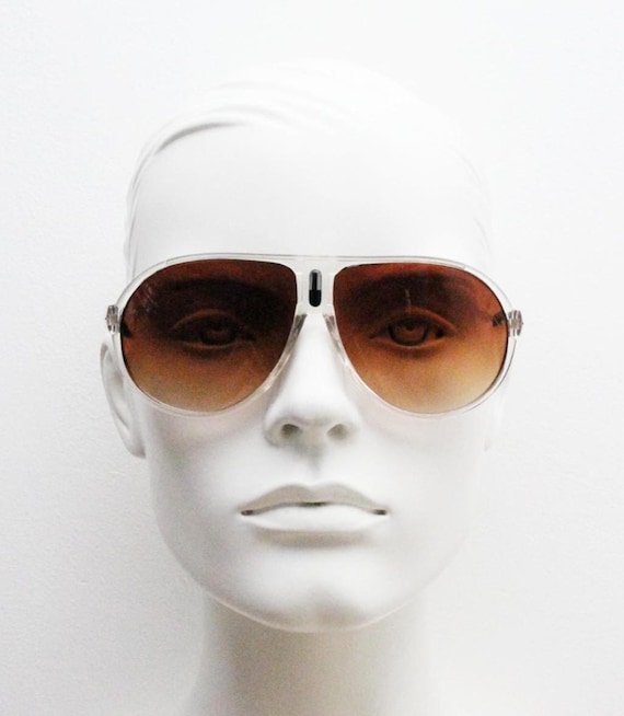Gafas de sol de aviador vintage Montura transparente y marrón