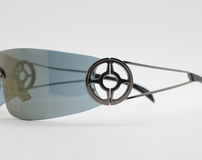 Y2K Futuristic Vintage Visor Sunglasses. 2000's Black Etsy