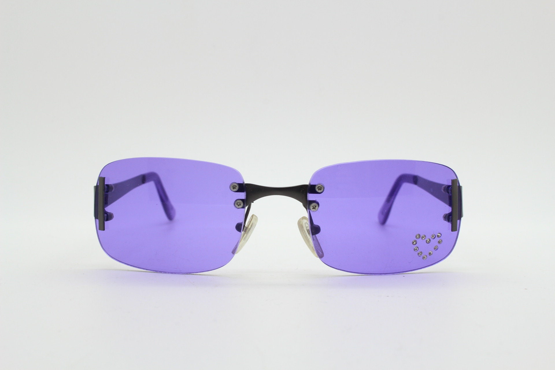 Purple Diamante Detail Visor Sunglasses