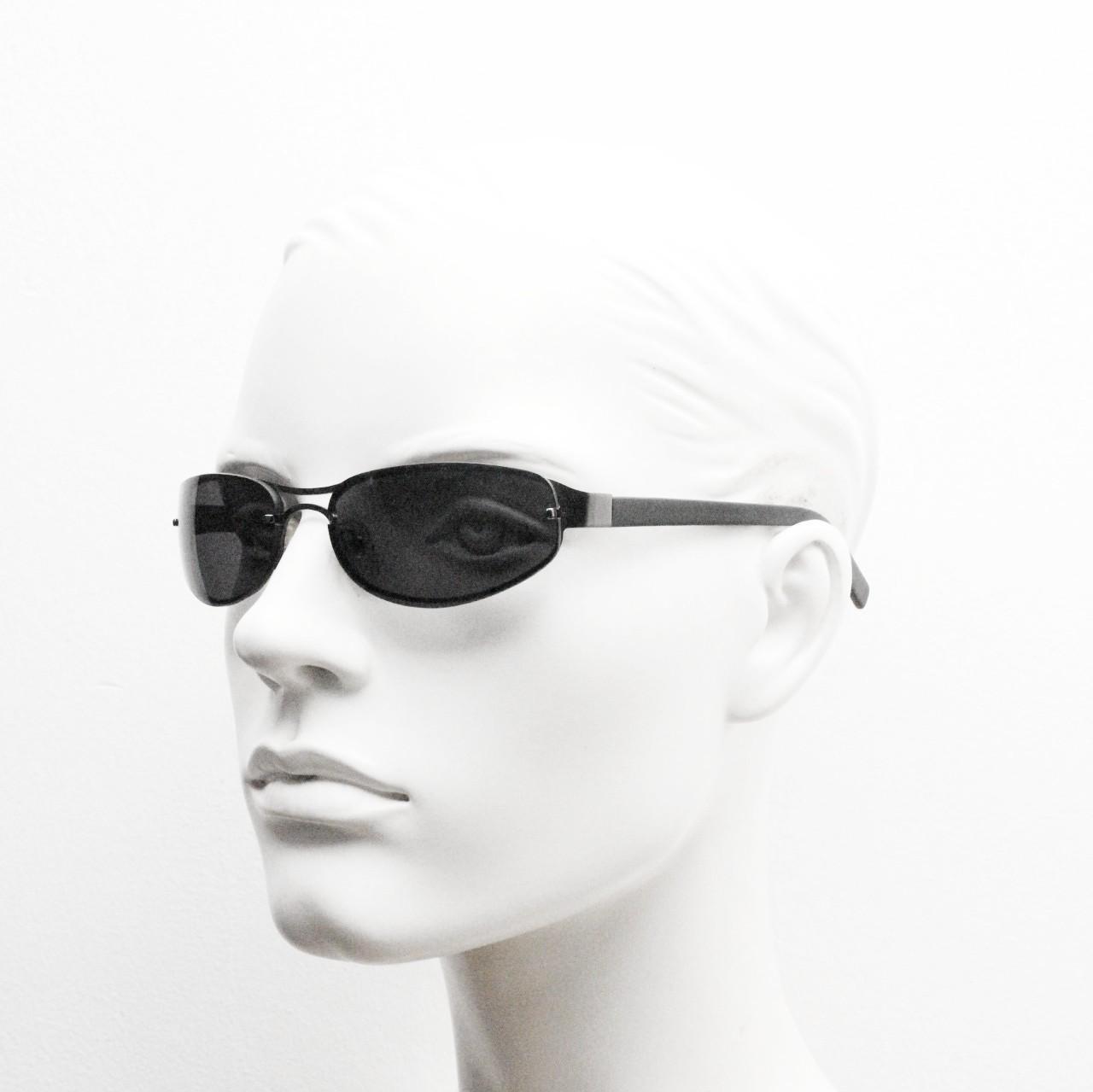 Vintage Y2K Eyeglasses | NOS |  Narrow Black Style | Grey Sun Lens | Mini Specs Vintage Y2K Style Sunglasses NOS 2000s Brown Lens Coach  main image 3