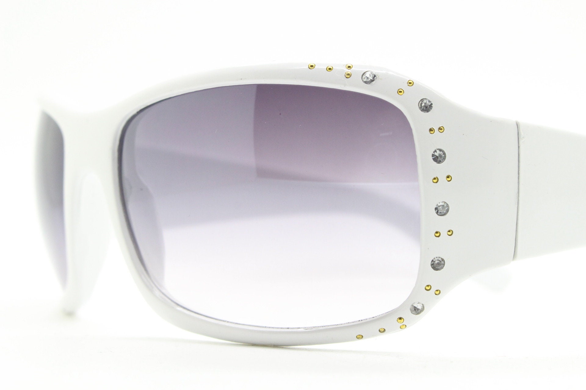 Y2K Vintage White Shield Sunglasses With Diamante  display picture 1