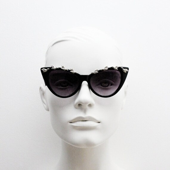 Swarovski Y2K Black Cat-Eye Sunglasses w/ Crystal Accents | Early 2000s Sunglasses, Cat-eye shape, Black | Swarovski main image 4
