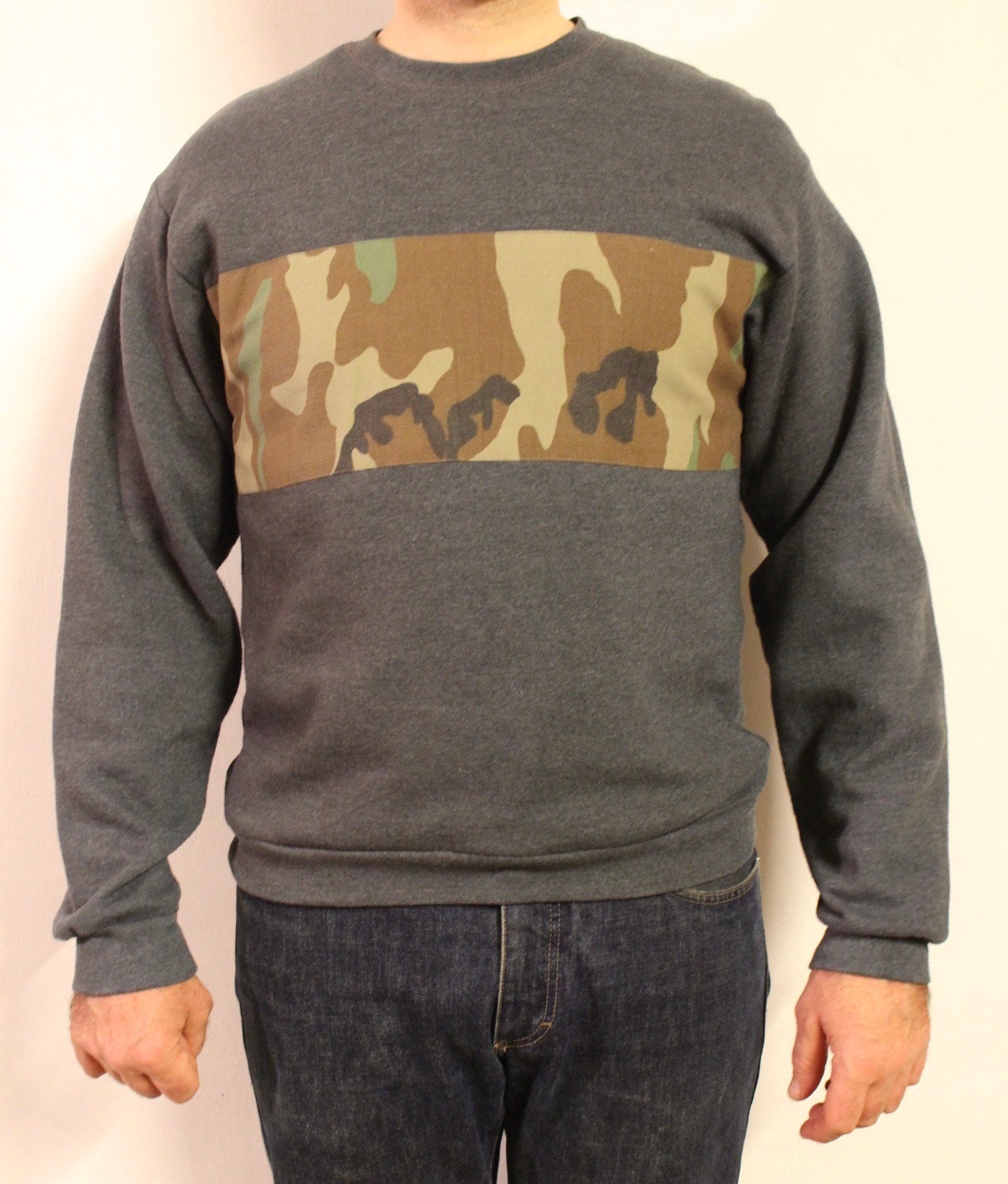 Customised Hanes Vintage Sweatshirt. Grey Fitted Crew Neck Etsy UK