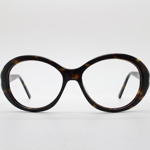 Giorgio Armani big round eye glasses made in Italy. Dark tortoise acetate 60s design optical frames. Prescription eyeglasses. RX spectacles