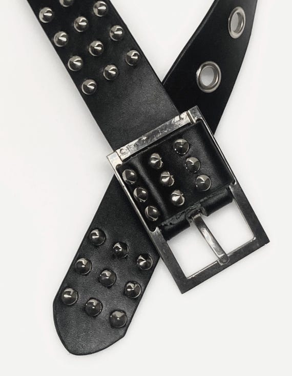 Y2k Vintage Womens Thick Genuine Leather Belt With Oversized