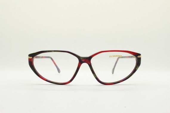Buy Jil Sander 90s Vintage Cat Eye Glasses Model 242. Red  display picture 1