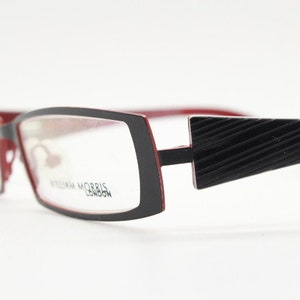 William Morris vintage rectangular eye glasses. Black matt low profile metal optical frames with layered acetate arms. Prescription RX NOS