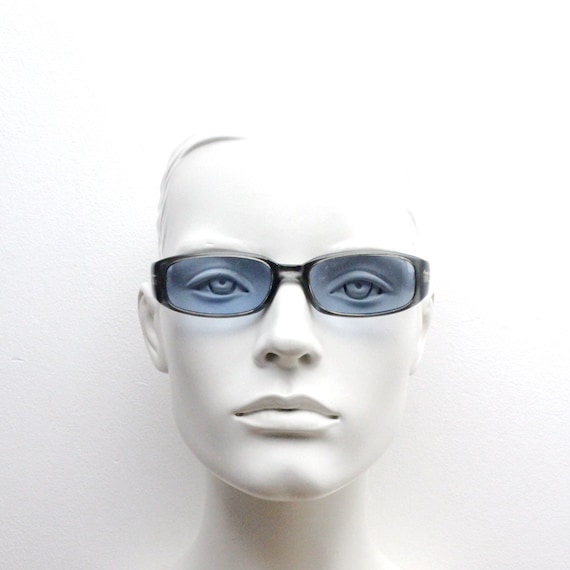 Y2K vintage rectangular shield sunglasses. Purple… - image 2