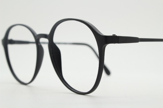 80s vintage black round eye glasses. Slightly ove… - image 3