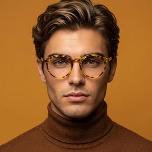 90er Jahre Vintage Runde Brille. 30s, 40s Design für Brillenfassungen in leuchtendem Honig-Schildkröten-Finish. Korrekte Brille. Brille von O Malley