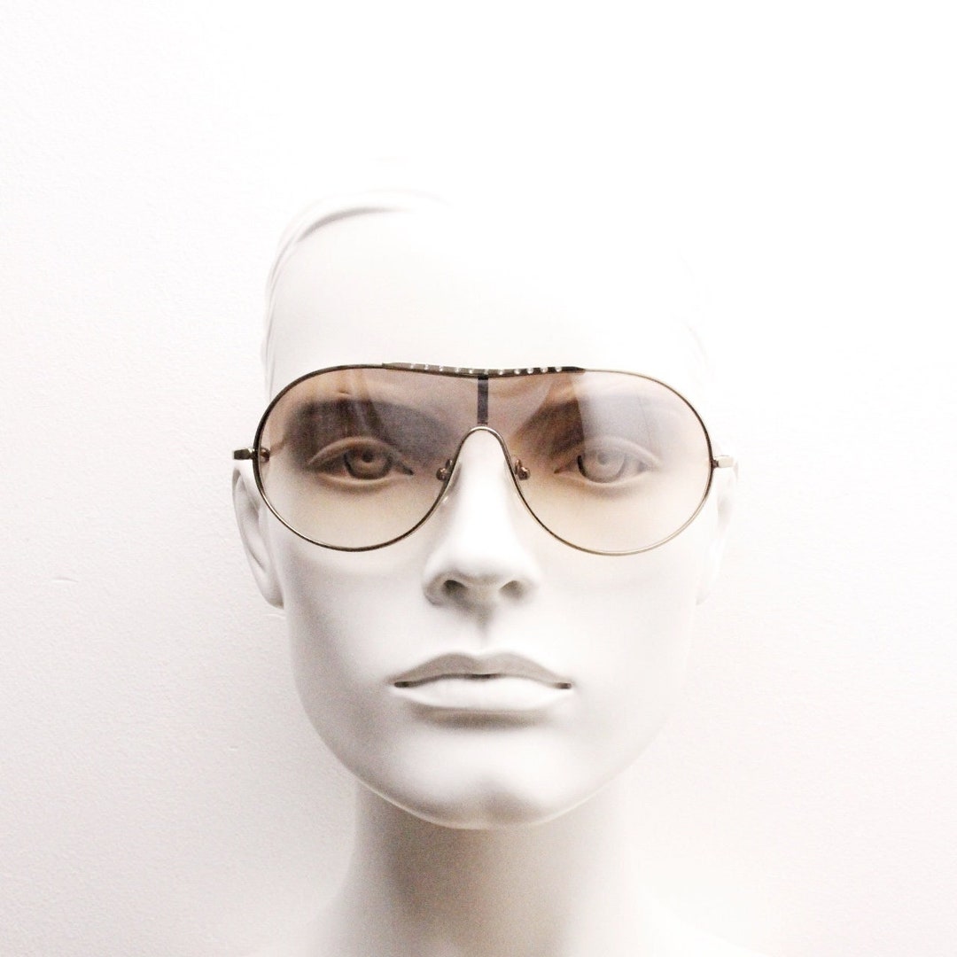 Y2K Vintage Visor Aviator Sunglasses. 2000's Browna Wraparound Mono