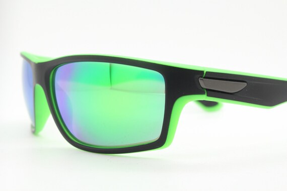 Y2K vintage visor sports shield sunglasses. Green… - image 4
