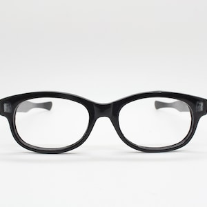 90s vintage black glasses. 60s design low profile rectangular straight arm optical frames. Prescription eyeglasses. RX Spectacles. BNWT NOS