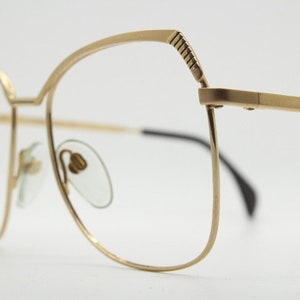 Silhouette 70s vintage eye glasses made in Austria. Womens sophisticated oversized angular gold optical frame. Prescription eyeglasses. Rx