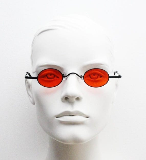 90s Vintage Small Oval Sunglasses. Imposing Minimal Black  display picture 3