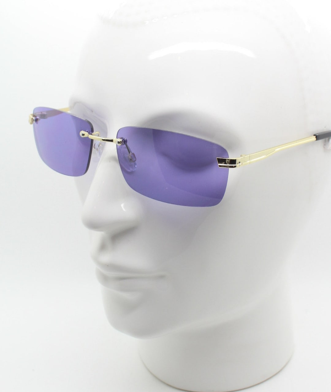 Y2K Vintage Frameless Purple Rectangular Lenses With