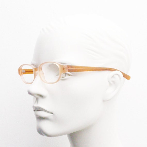 90s vintage 2 tone glasses. Frosted peach cat eye… - image 2
