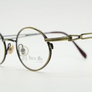 Paris Ma 90s vintage small oval eye glasses. Brushed bronze optical frames with charming details. Prescription NOS. Steampunk spectacles