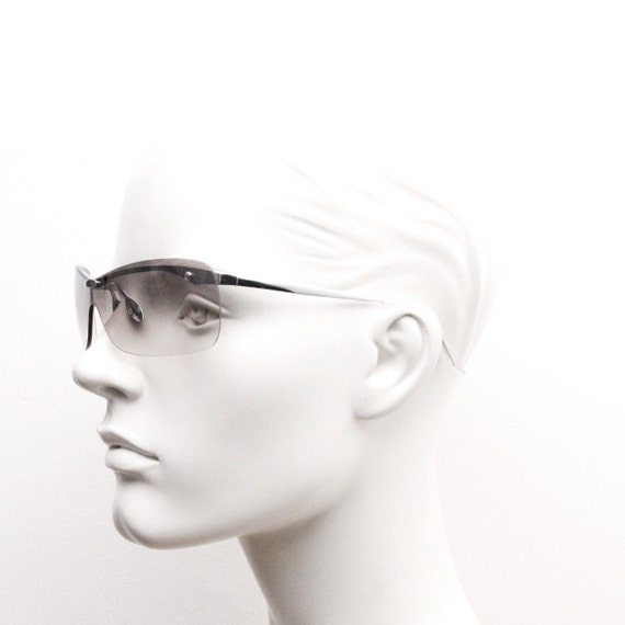 Y2K vintage visor sunglasses. Charismatic frameless 2… Gem