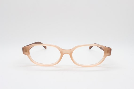 90s vintage 2 tone glasses. Frosted peach cat eye… - image 4